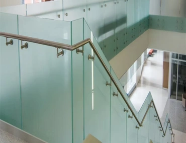 Glass work in stairs